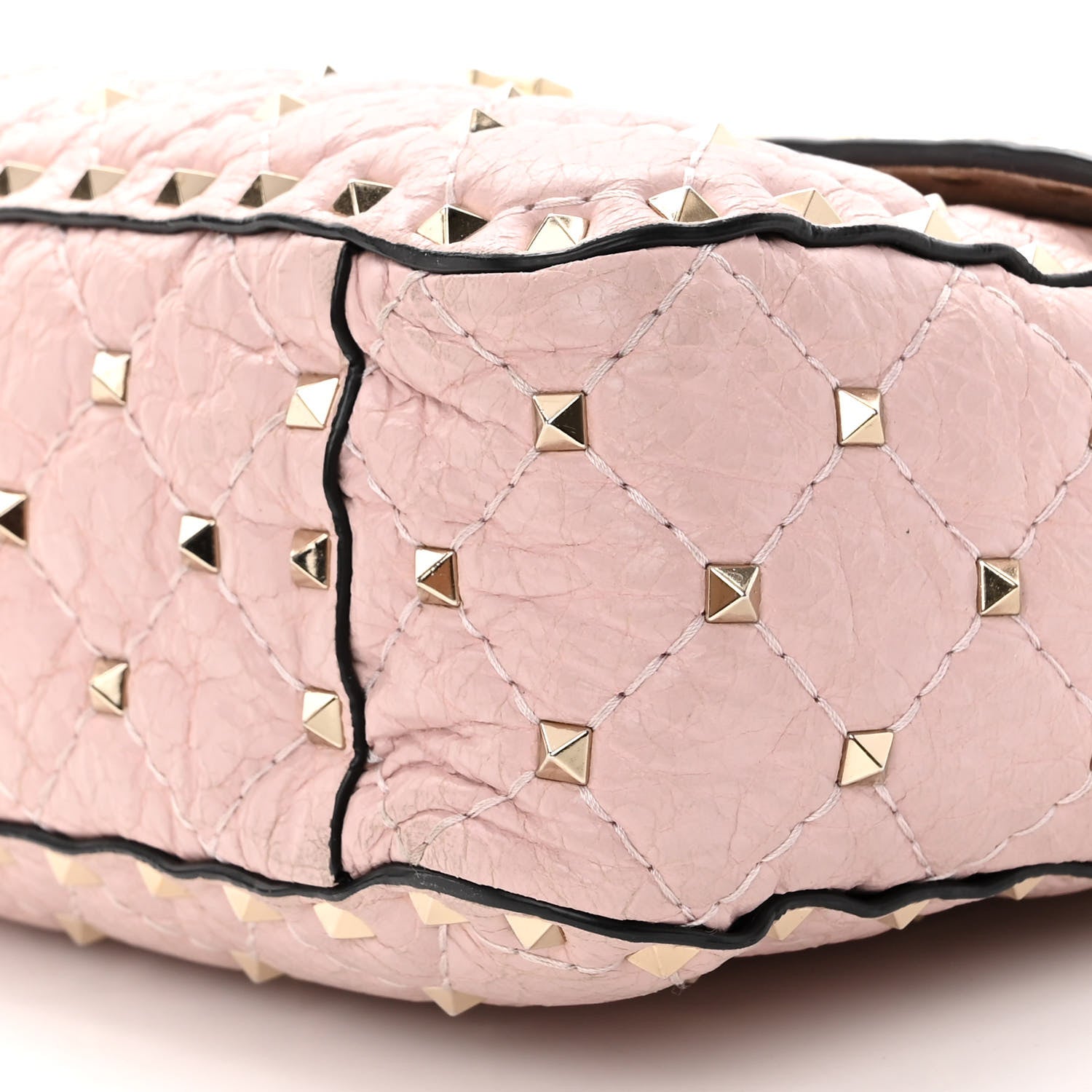 Valentino Garavani Craquele Nappa Medium Rockstud Spike Shoulder Bag Water Rose 9 of 18