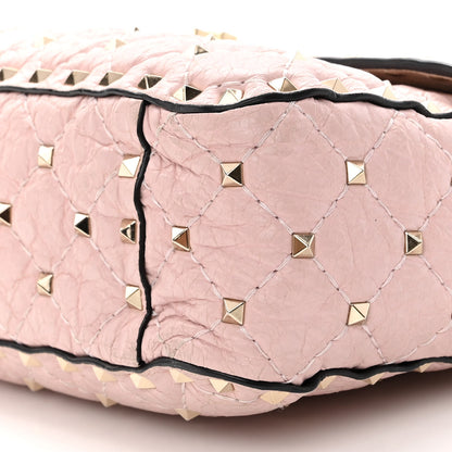 Valentino Garavani Craquele Nappa Medium Rockstud Spike Shoulder Bag Water Rose 9 of 18