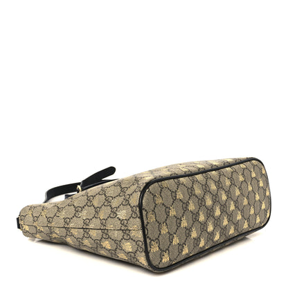 Gucci Soft GG Supreme Monogram Bees Small Crossbody Tote Beige Oro Black 4 of 13