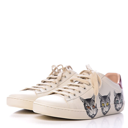 Gucci Calfskin Mystic Cat Print Womens Ace Sneakers 40 White 3 of 12