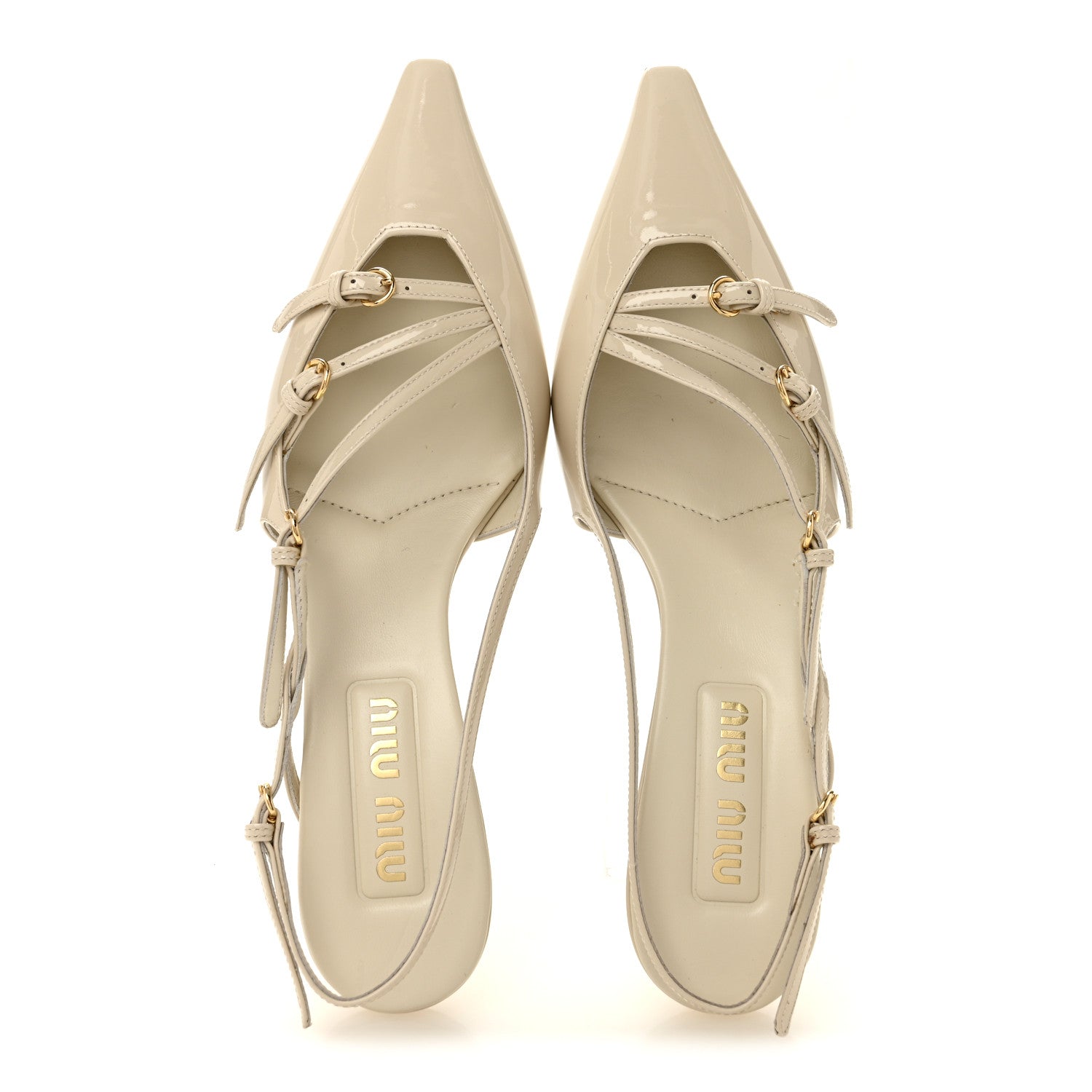 Miu Miu Vernice Buckle 55mm Slingback Pumps 39 White 2 of 8