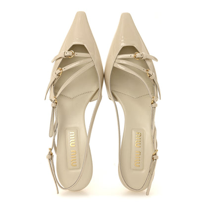 Miu Miu Vernice Buckle 55mm Slingback Pumps 39 White 2 of 8
