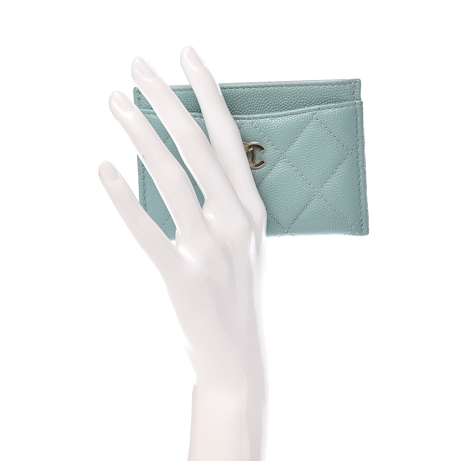 Chanel Caviar Quilted Card Holder Light Blue 2 of 9