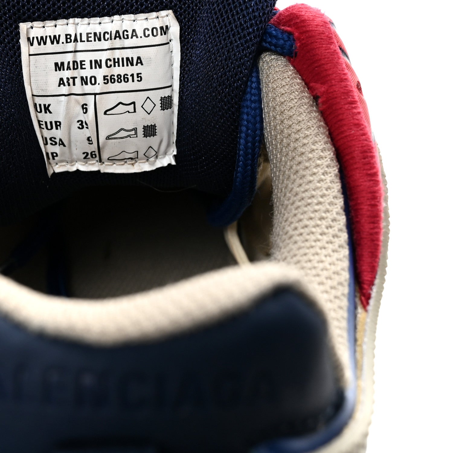 Balenciaga Rubber Mesh Bi-Color Womens Track.2 Open Sneakers 39 Beige Blue Red 17 of 20