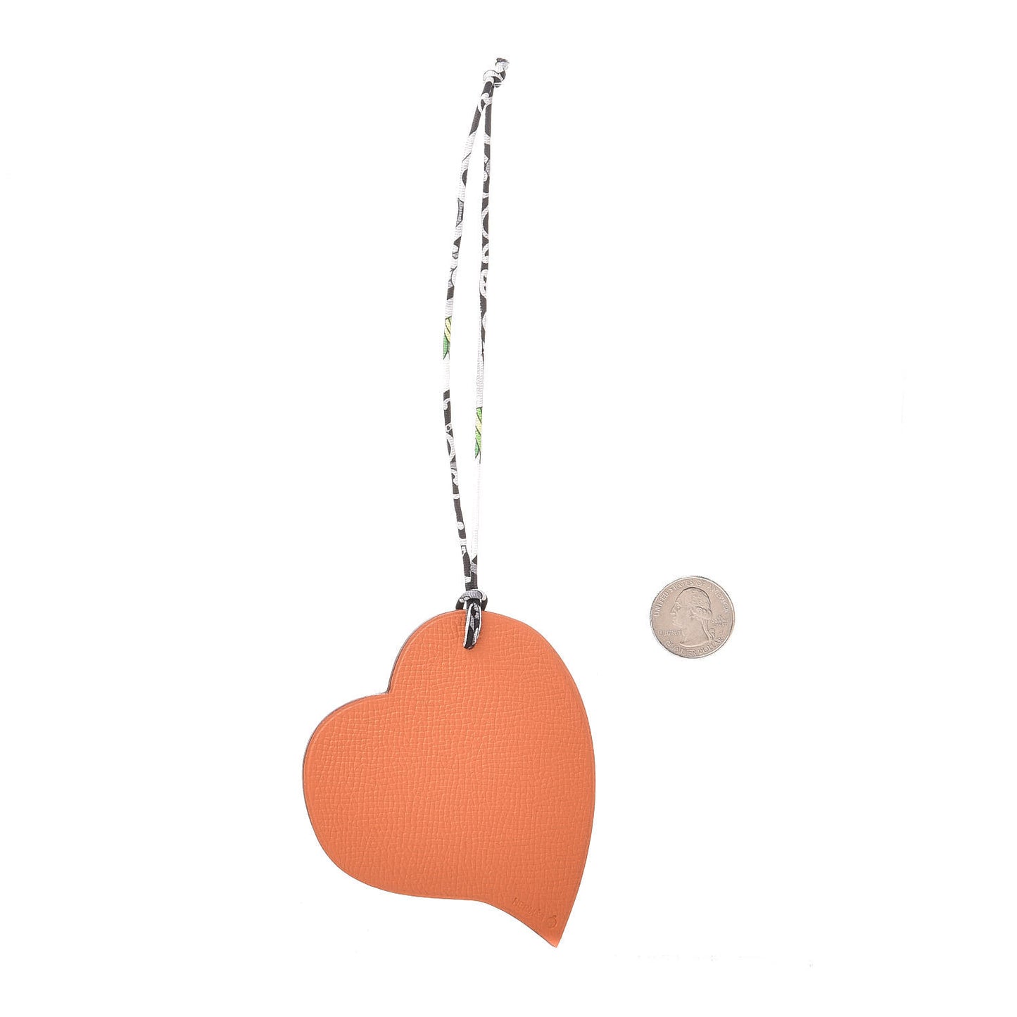 Togo Epsom Petit H Heart Bag Charm Rubis Orange