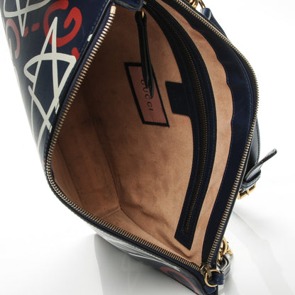 Gucci Calfskin GucciGhost Print GG Messenger Bag Blue Agata Hibiscus Red 5 of 9
