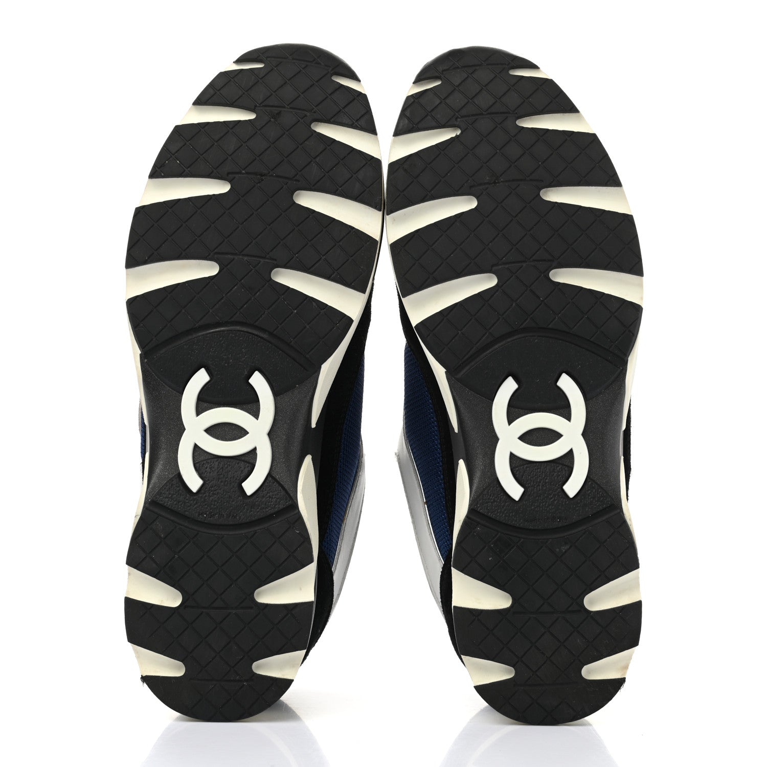Chanel Suede Calfskin CC Sneakers 40 Blue Black 5 of 9