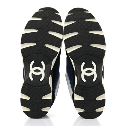 Chanel Suede Calfskin CC Sneakers 40 Blue Black 5 of 9