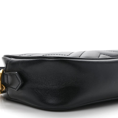 Gucci Calfskin Matelasse Mini GG Marmont Chain Shoulder Bag Black 7 of 9