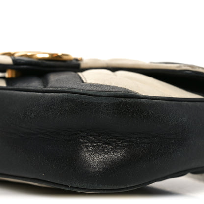Gucci Calfskin Matelasse Super Mini GG Marmont Shoulder Bag Black White 9 of 9