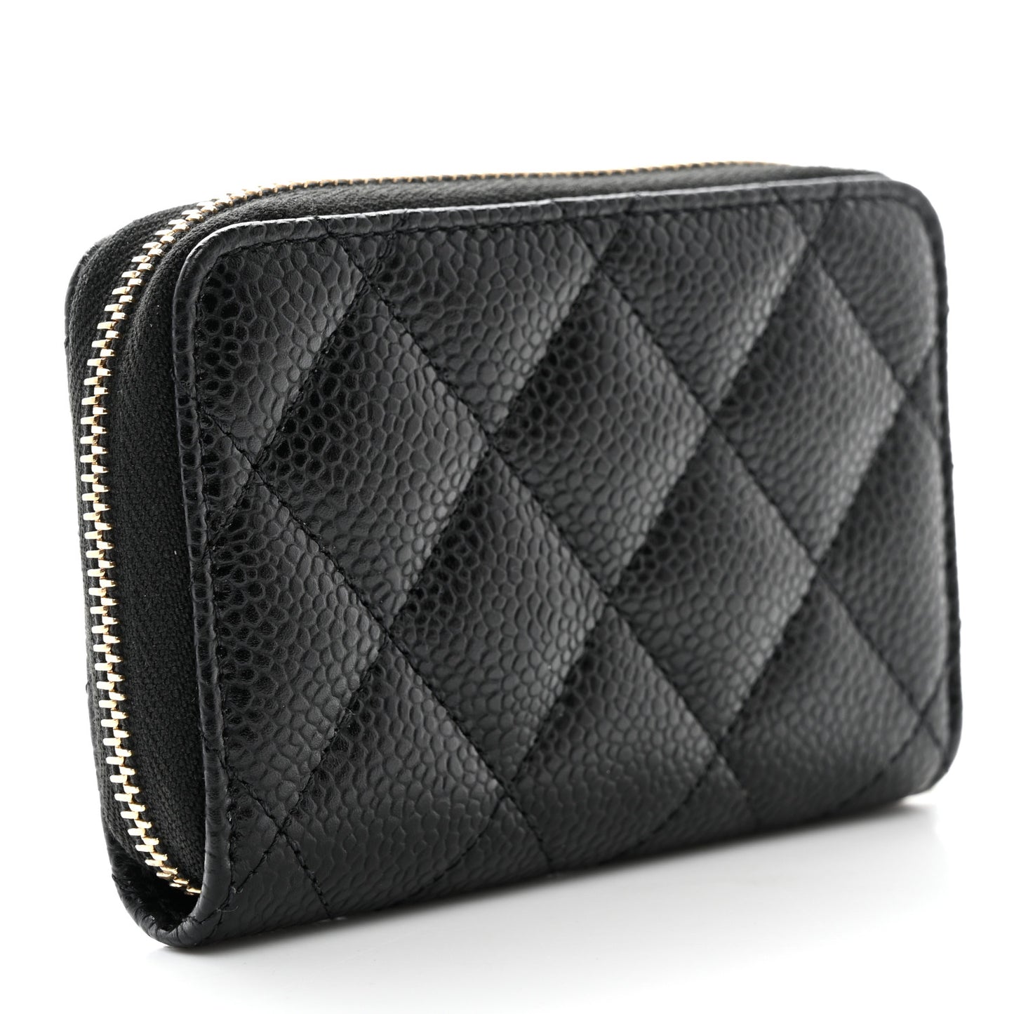 Caviar Quilted Zip Coin Purse Black