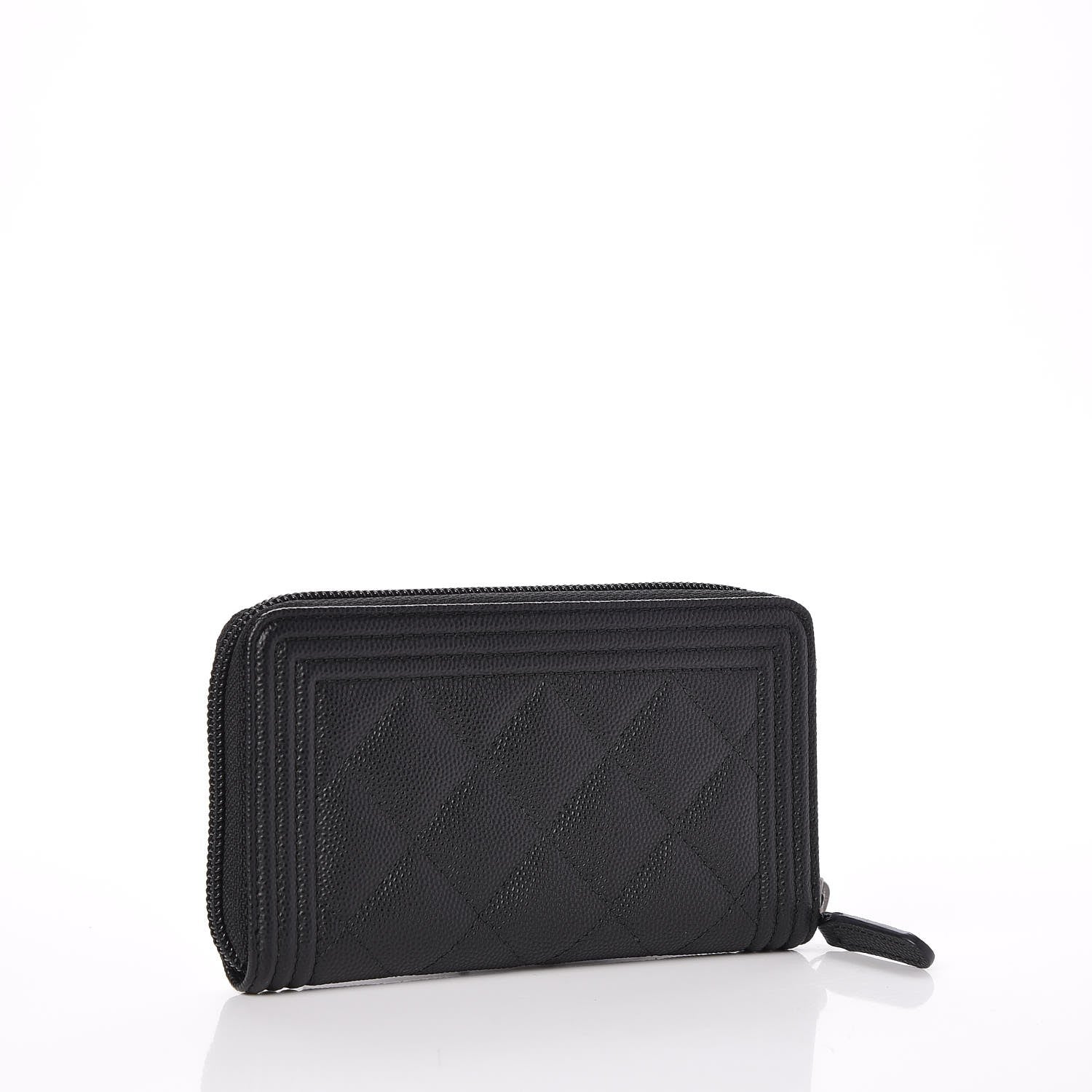 Chanel Caviar Quilted Boy Small Zip Around Wallet Black 3 of 9