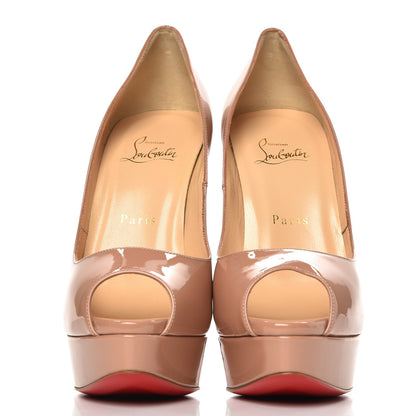 Christian Louboutin Patent Lady Peep 150 Pumps 39.5 Nude 2 of 8