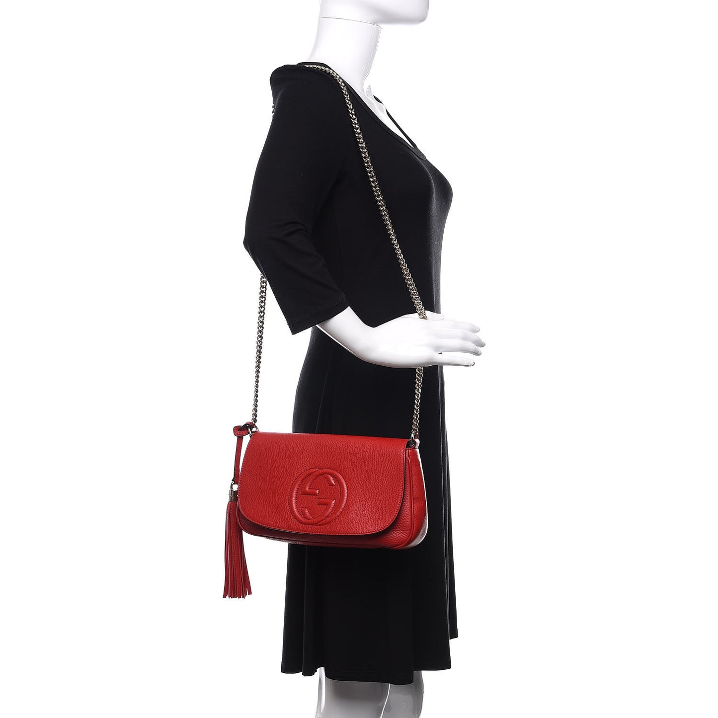 Pebbled Calfskin Medium Soho Flap Crossbody Tabasco Red