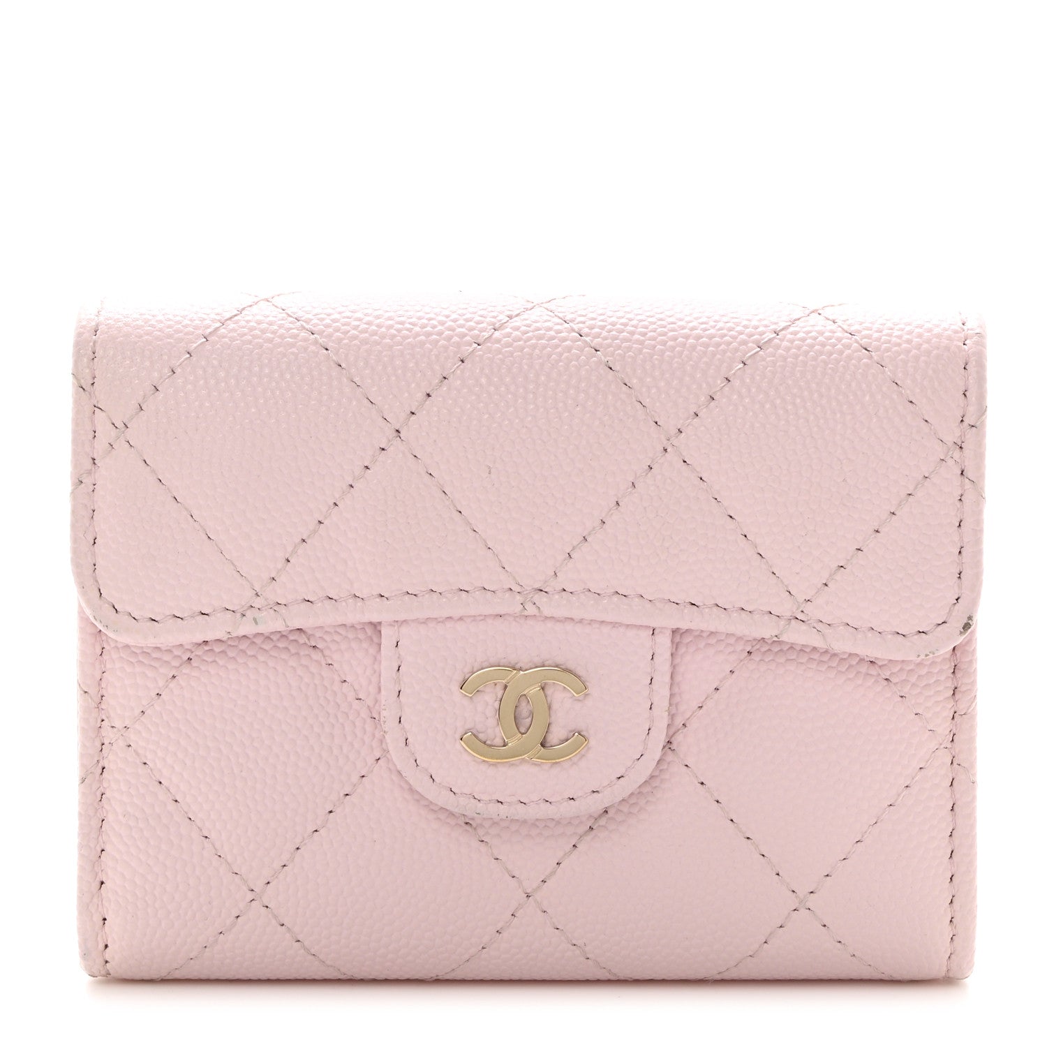 Chanel Caviar Quilted Flap Card Holder Wallet Light Pink 1 of 10