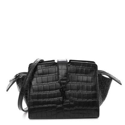 Saint Laurent Calfskin Crocodile Embossed Monogram Toy Cabas Black 1 of 9