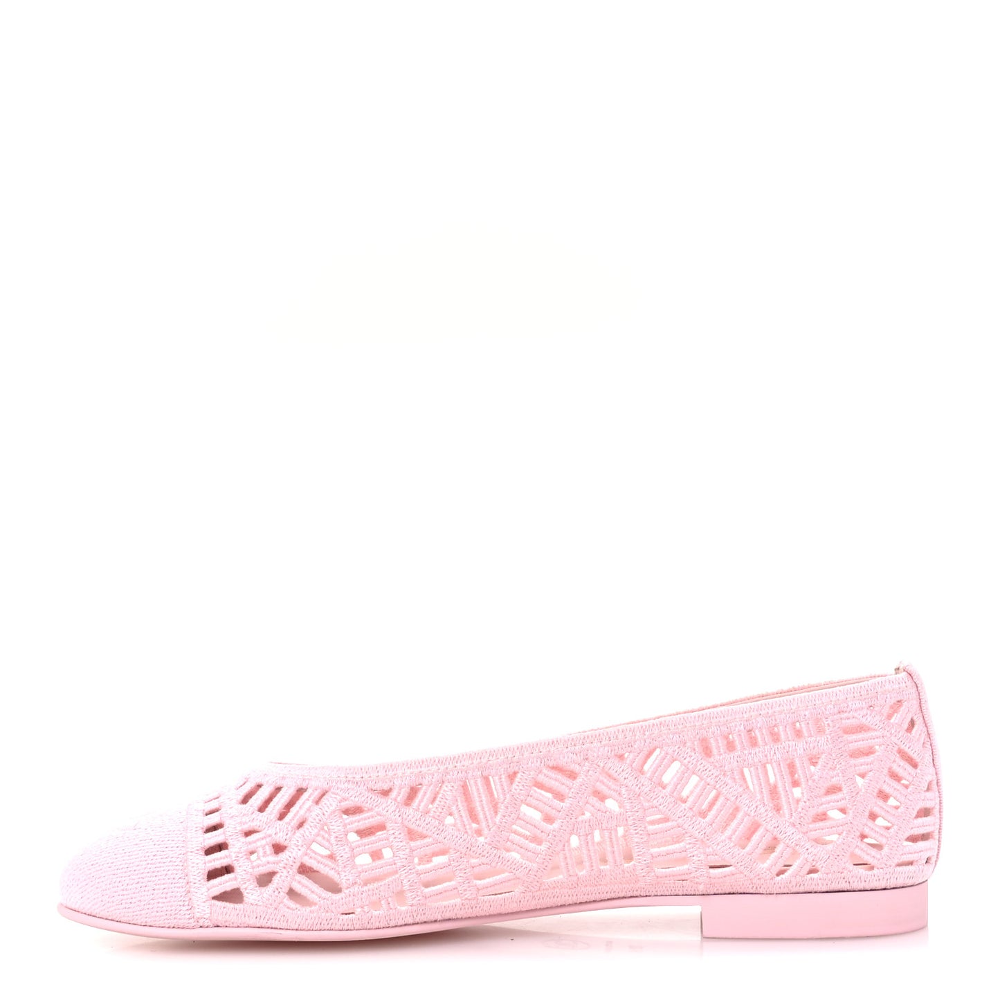 Cotton Embroidered Cap Toe Ballet Flats 39.5 Light Pink
