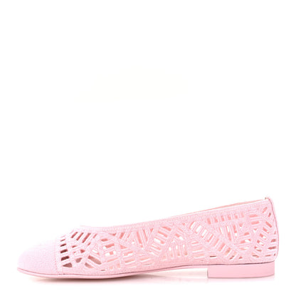 Chanel Cotton Embroidered Cap Toe Ballet Flats 39.5 Light Pink 1 of 9