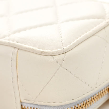 Chanel Lambskin Quilted Mini Golden Plate Clutch With Chain White 12 of 13