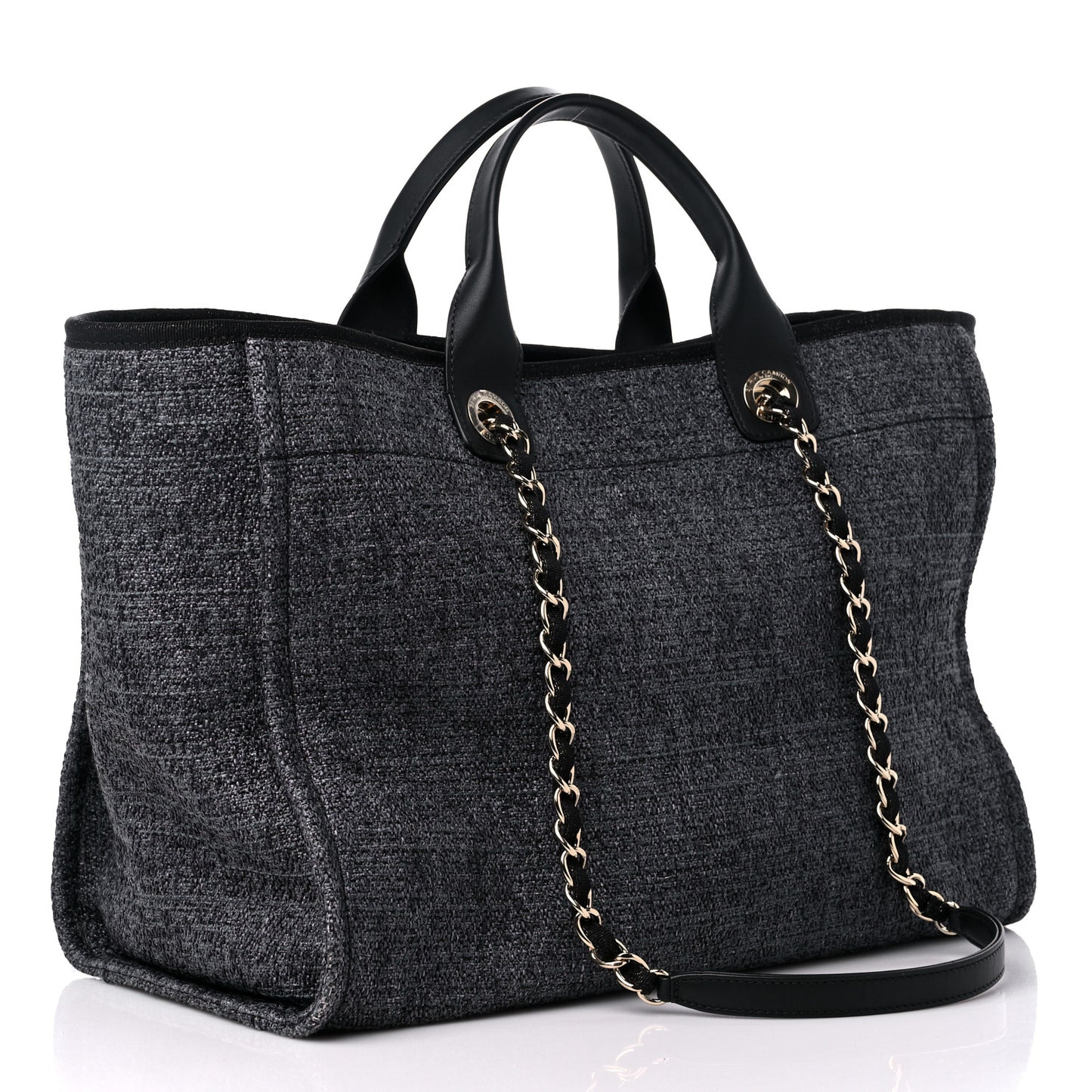 Lurex Boucle Medium Deauville Tote Black