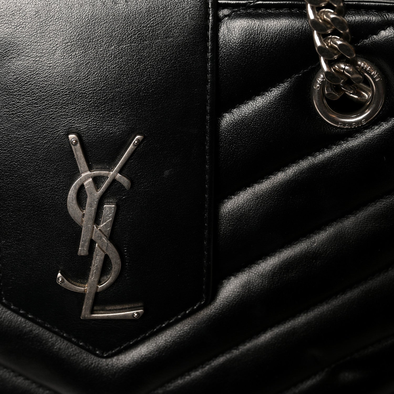 Saint Laurent Calfskin Y Quilted Monogram Large Loulou Shopper Black 14 of 16