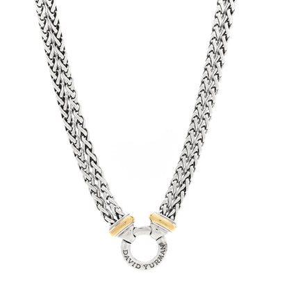 David Yurman Sterling Silver 18K Yellow Gold 8mm Double Wheat Chain Necklace 1 of 4