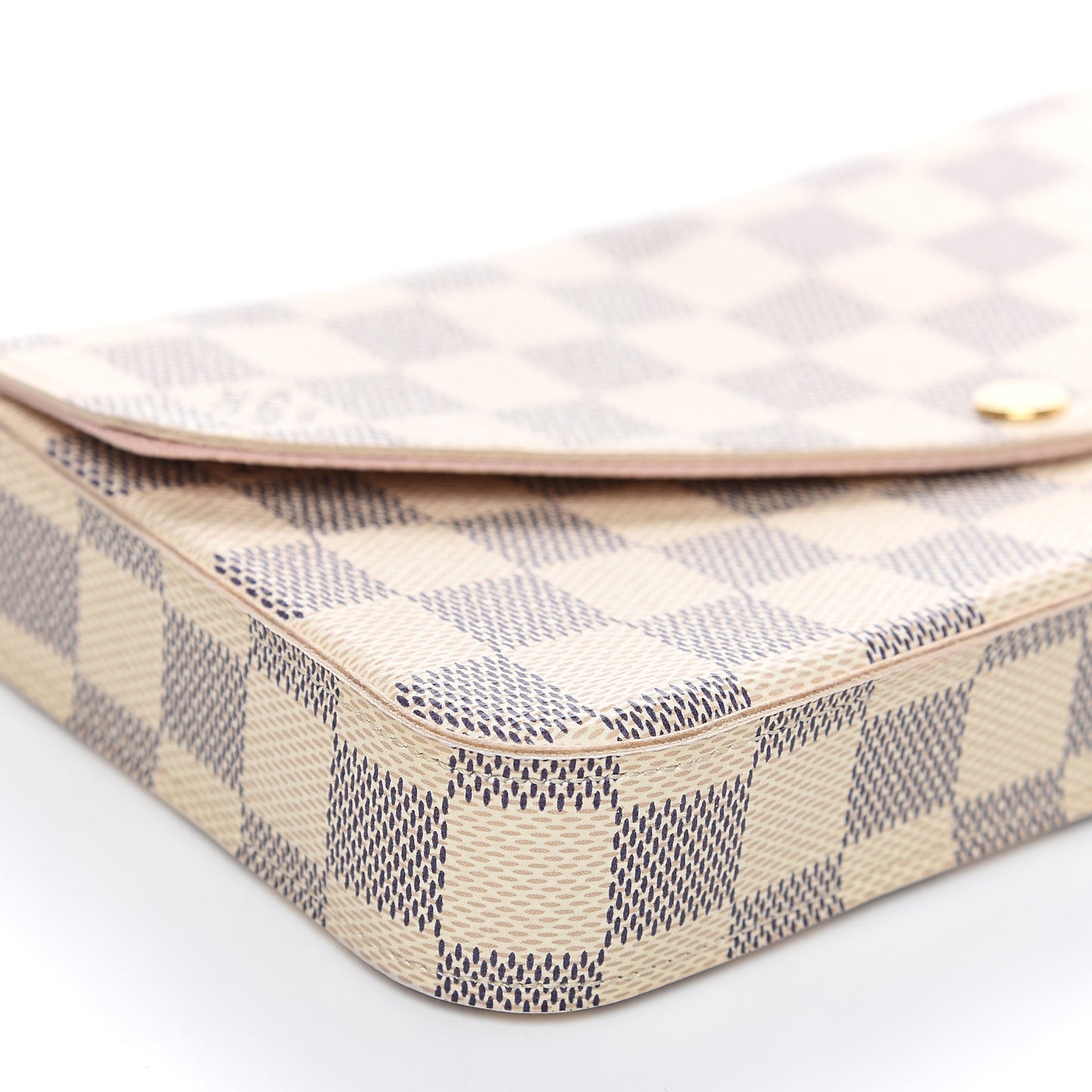 Damier Azur Pochette Felicie Chain Wallet Rose Ballerine