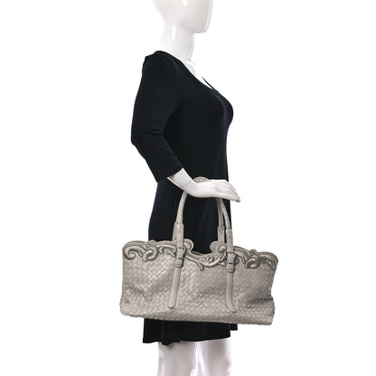 Bottega Veneta Nappa Intrecciato Embroidered Trim Tote Light Beige 2 of 9