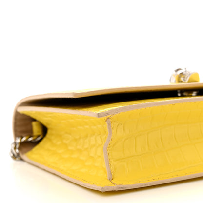 Alexander McQueen Calfskin Crocodile Embossed Skull Mini Crossbody Bag Yellow 9 of 12