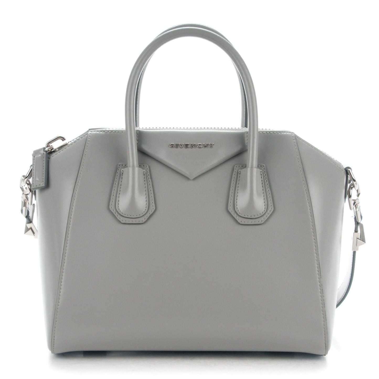 Shiny Lord Calfskin Small Antigona Pearl Grey