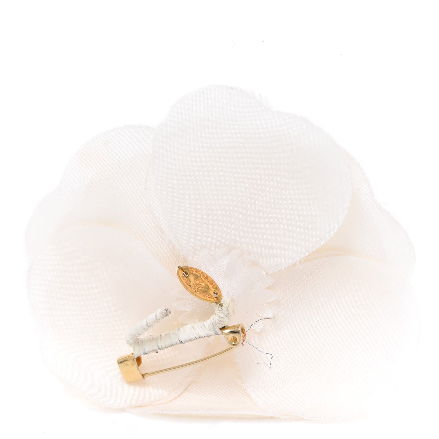 Chanel Silk Taffeta Camellia Brooch Pin White 3 of 5