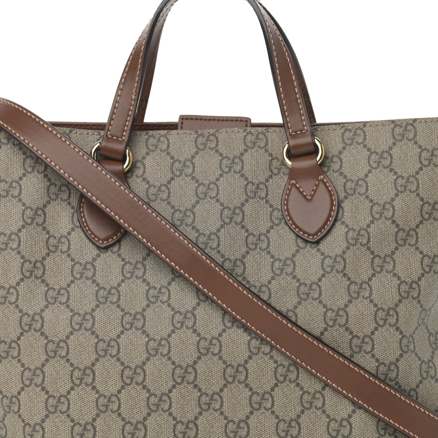 Soft GG Supreme Monogram Small Crossbody Tote Beige Cuir
