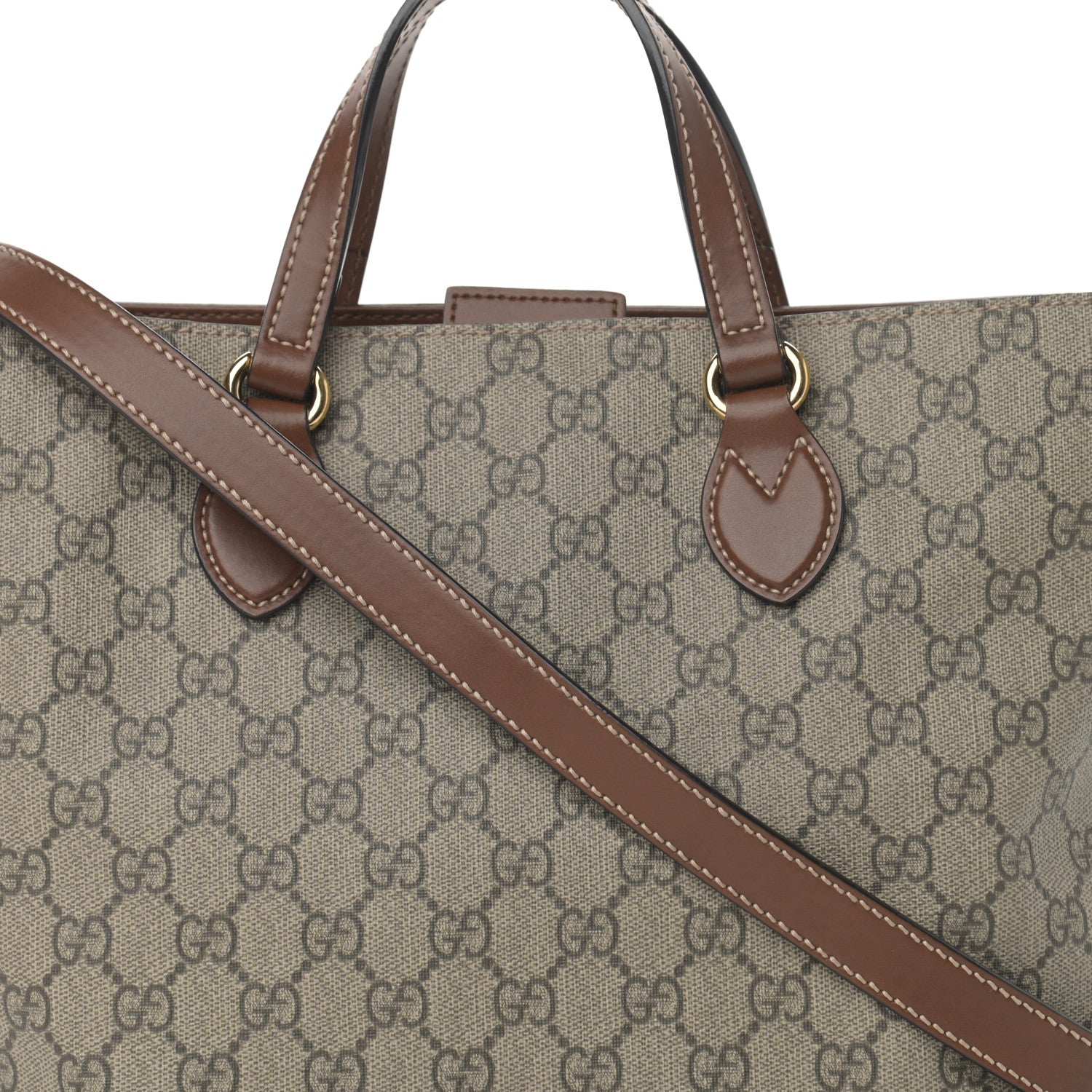 Gucci Soft GG Supreme Monogram Small Crossbody Tote Beige Cuir 8 of 13