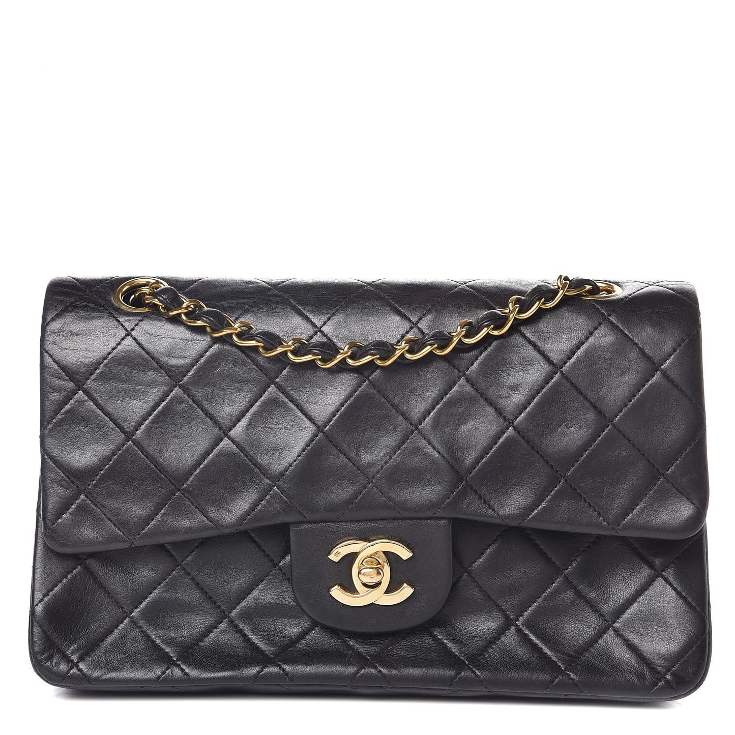 Lambskin Quilted Small Double Flap Black