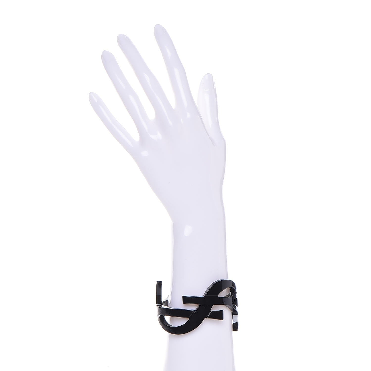 Saint Laurent Brass Monogram Medium Cuff Bracelet Black 2 of 4