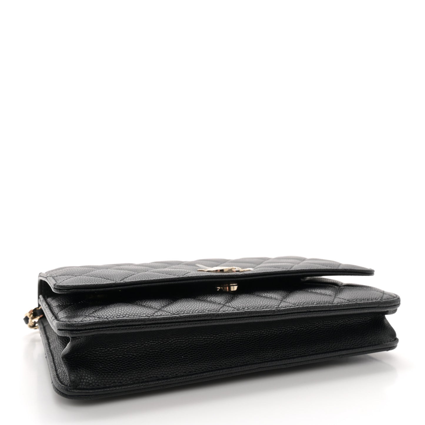 Caviar Quilted Crystal CC Wallet On Chain WOC Black