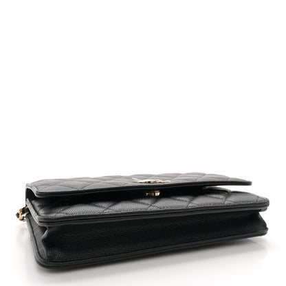 Chanel Caviar Quilted Crystal CC Wallet On Chain WOC Black 4 of 11