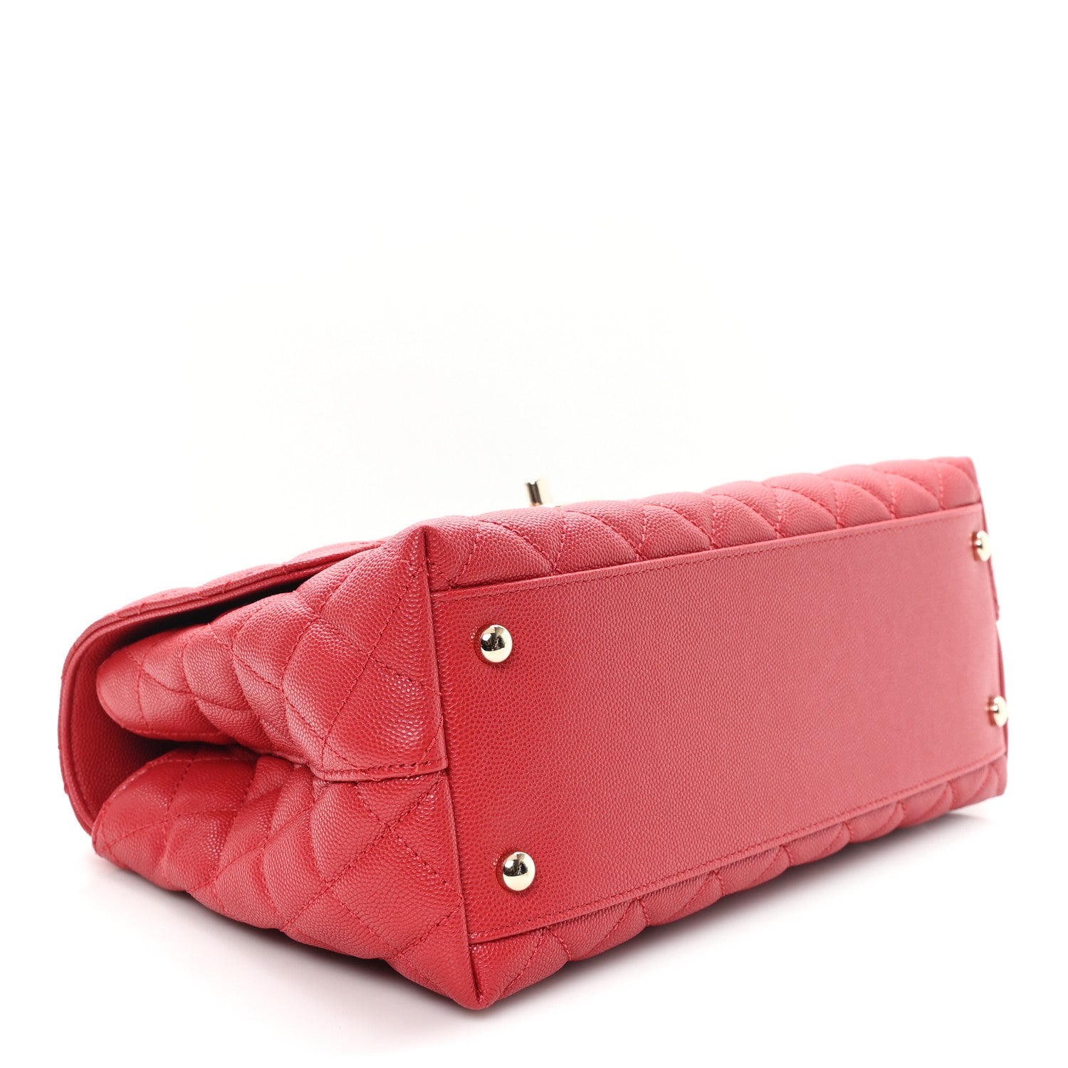 Chanel Caviar Quilted Lizard Embossed Small Coco Handle Flap Red 3 of 10
