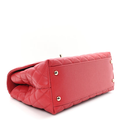 Chanel Caviar Quilted Lizard Embossed Small Coco Handle Flap Red 3 of 10