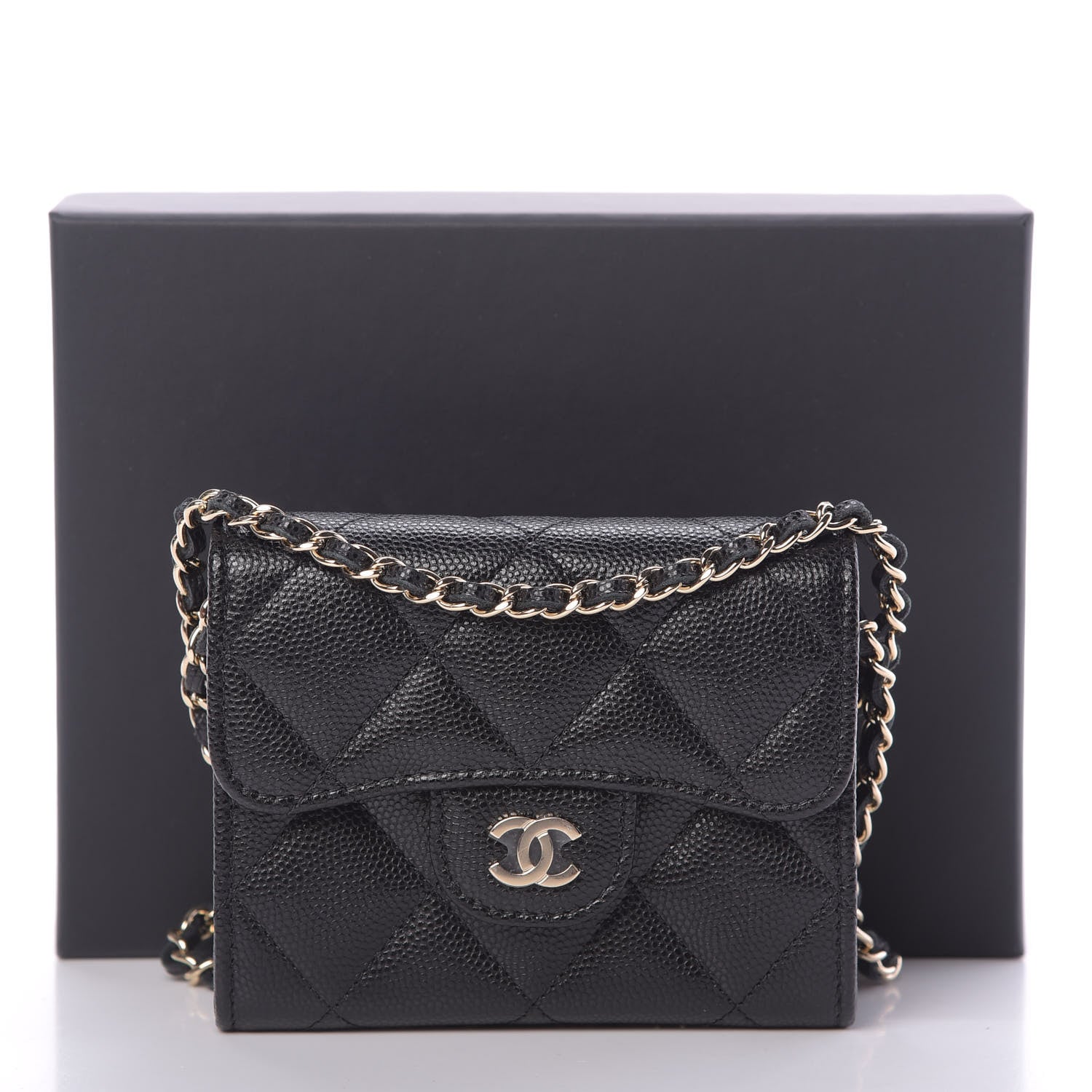 Chanel Caviar Quilted Flap Card Holder On Chain Black 12 of 12