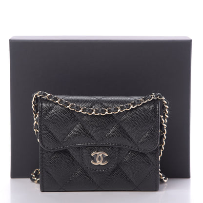 Chanel Caviar Quilted Flap Card Holder On Chain Black 12 of 12