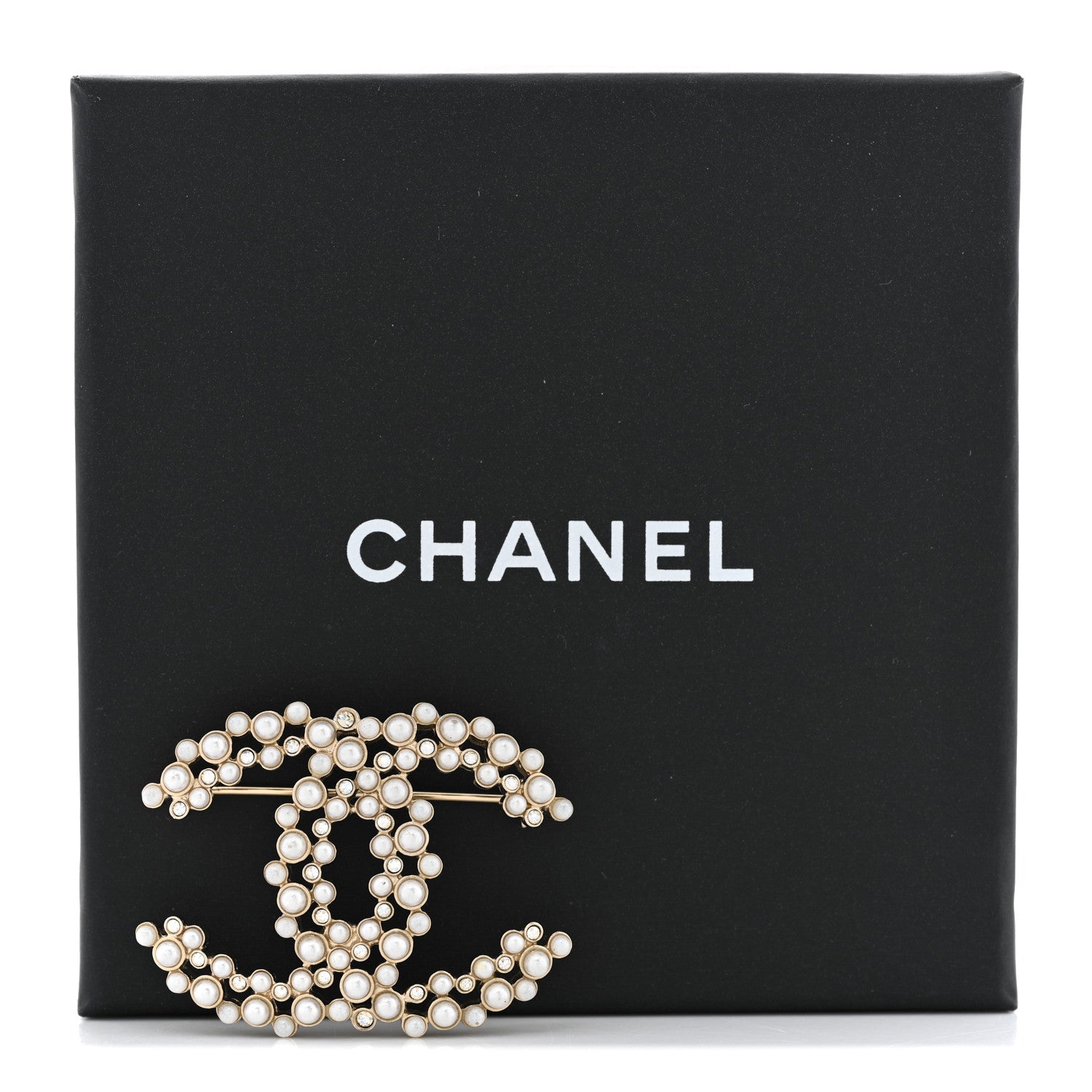 Chanel Pearl Crystal CC Brooch Gold 7 of 7