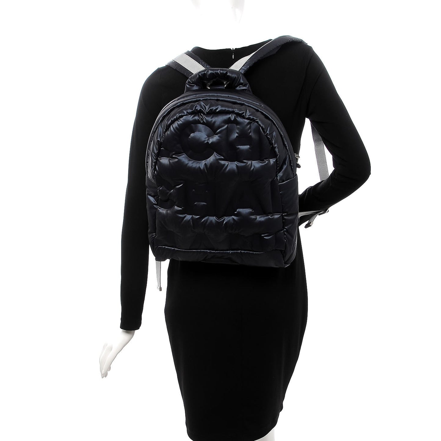 Nylon Embossed Small Doudoune Backpack Navy