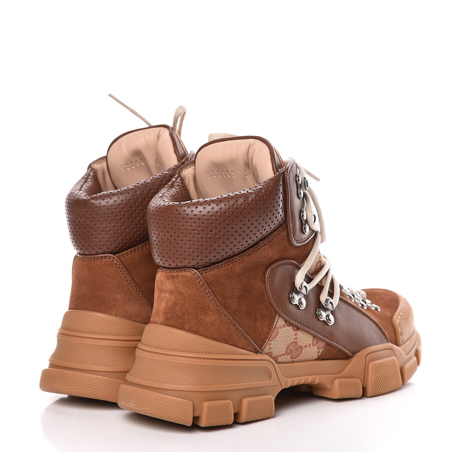 X SEGA Suede Calfskin GG Monogram Womens Flashtrek High-Top Sneakers 38 New Cuir Beige Ruggine
