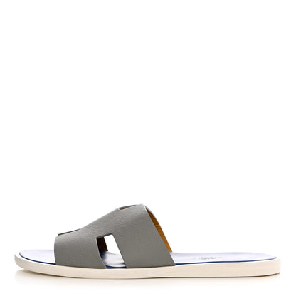 Hermes Epsom Mens Izmir Sandals 40.5 Gris Mouette Bleu 1 of 10