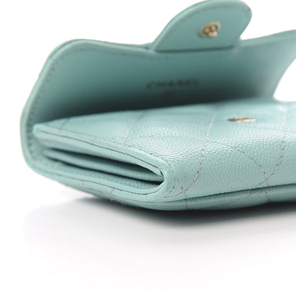 Chanel Caviar Quilted Flap Card Holder Wallet Light Blue 10 of 13