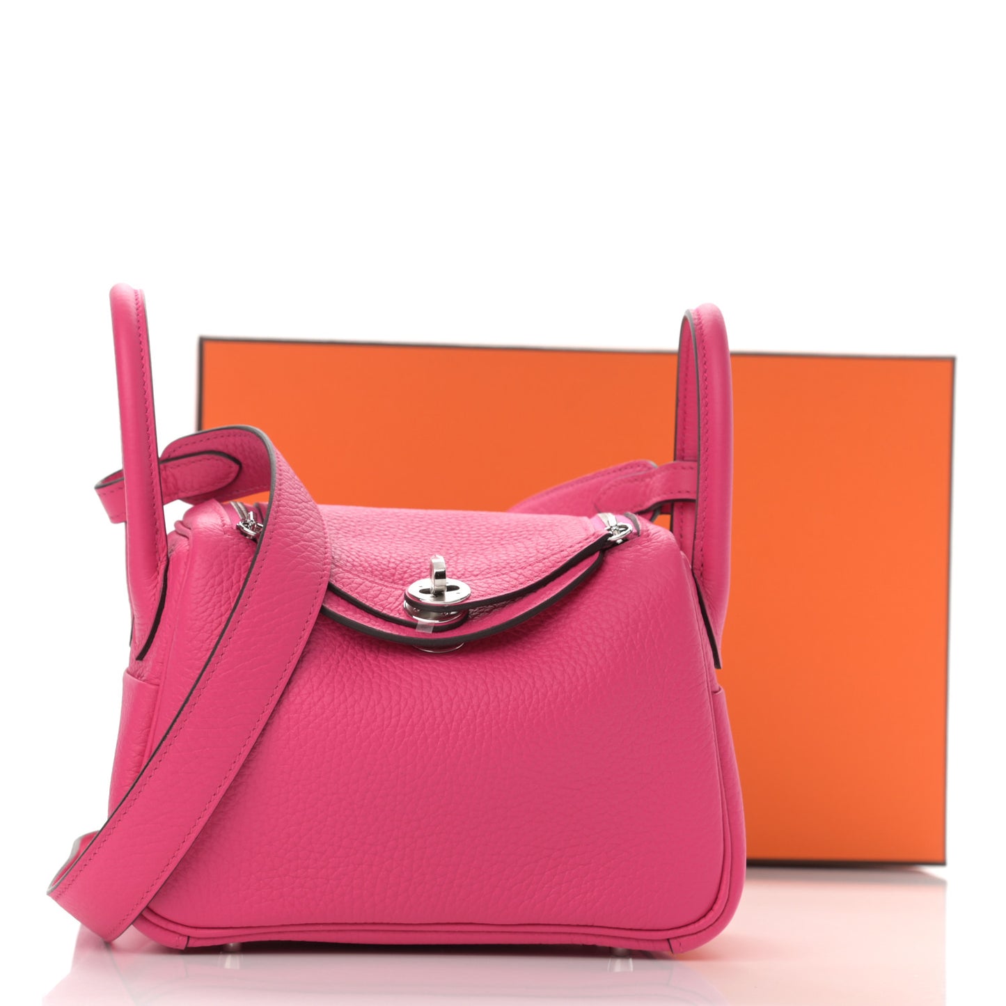 Taurillon Clemence Mini Lindy 20 Rose Shocking