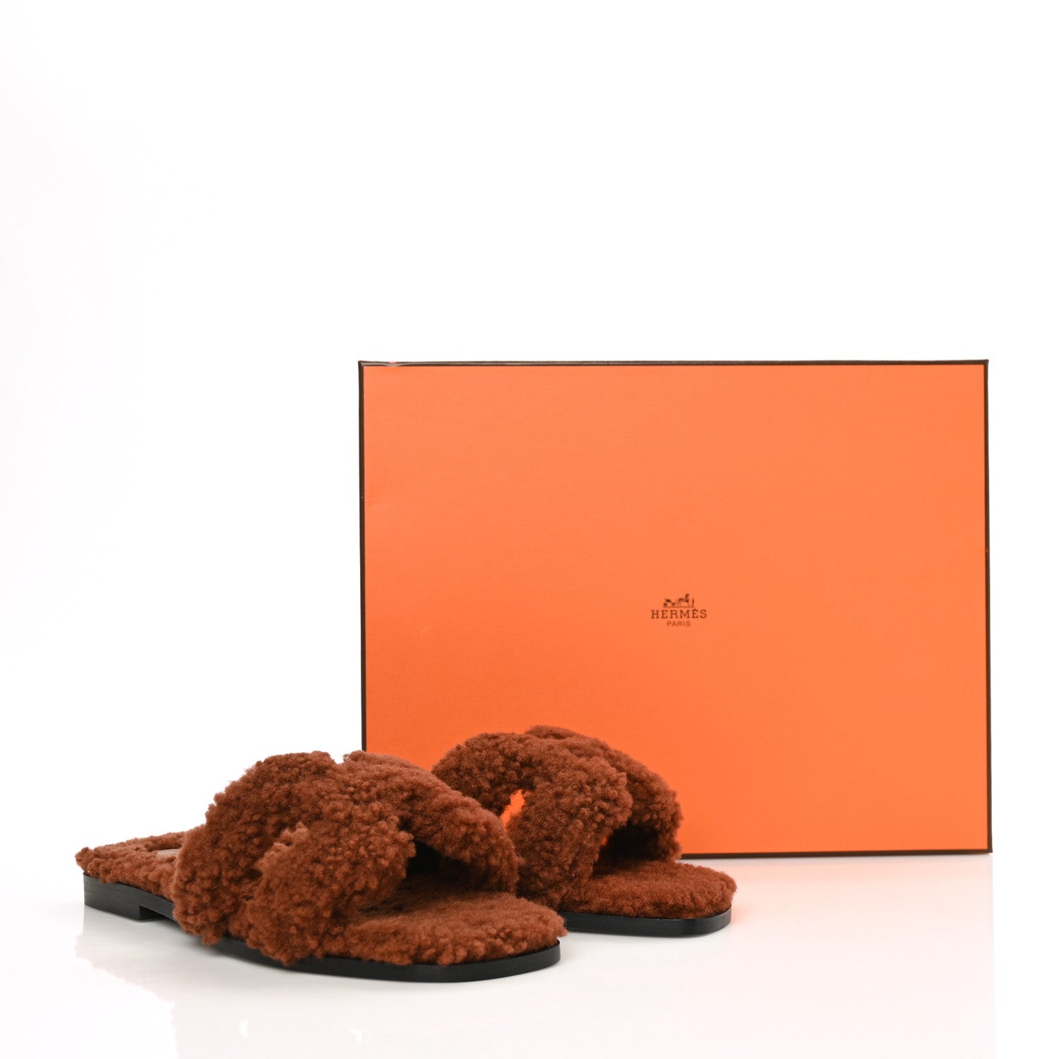 Hermes Woolskin Oran Sandals 36 Cognac 8 of 8