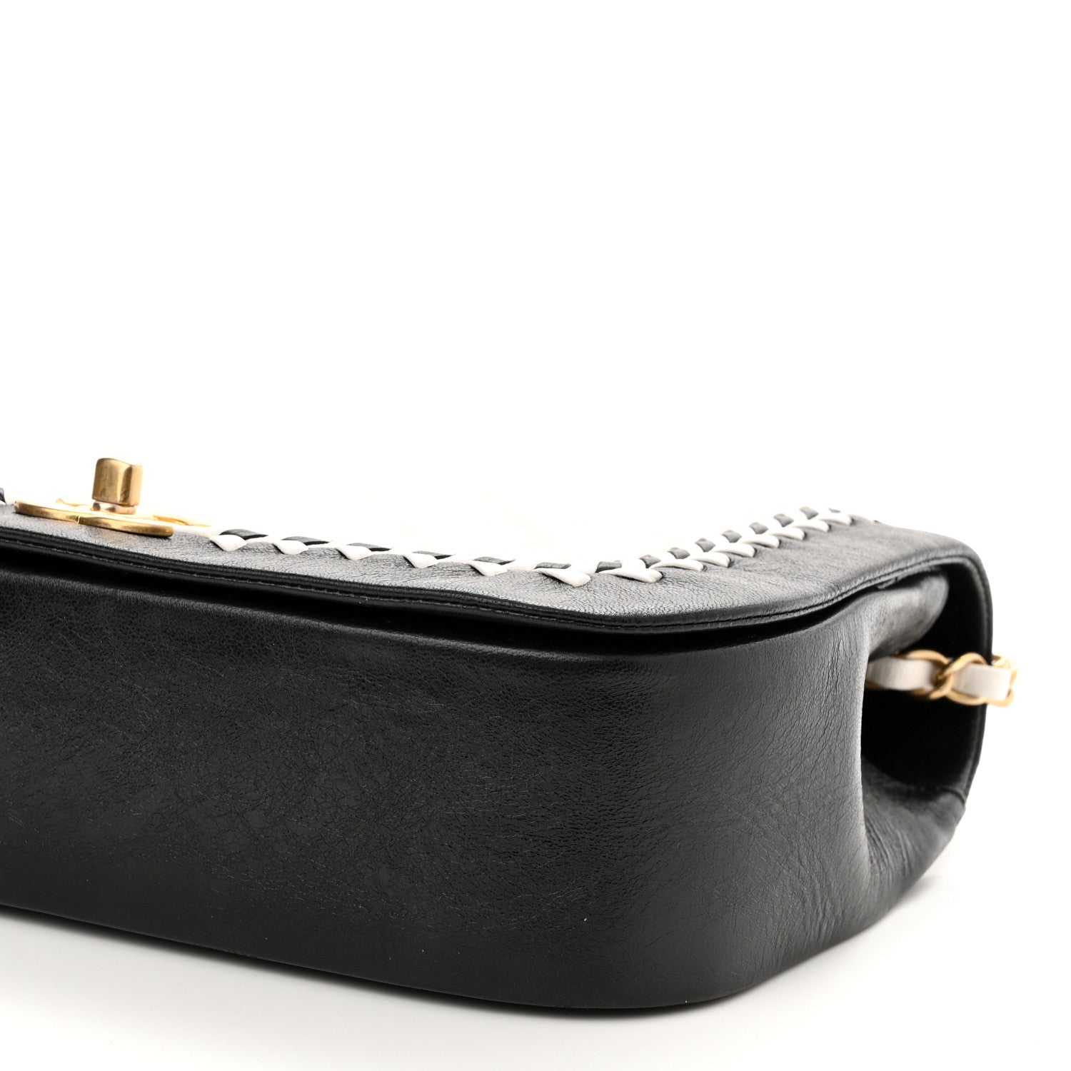 Chanel Calfskin Braided Flap White Black 9 of 10