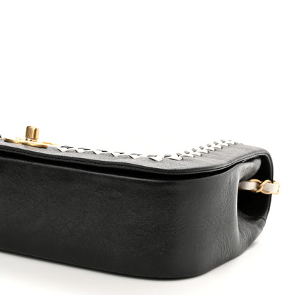 Chanel Calfskin Braided Flap White Black 9 of 10